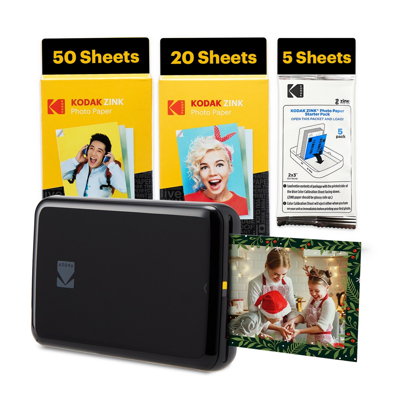 Kodak Step Mobile Instant Photo Printer 2x3" & Zink Photo Paper (75 Sheets) Bundle